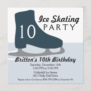 Midnight Blue Skate Date Ice Skating Party Invitation