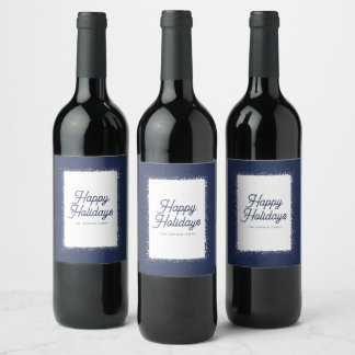 Midnight Blue Snow Holiday Wine Labels