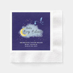 Midnight Blue Starlit Baby Boy Bliss Stork  Napkin