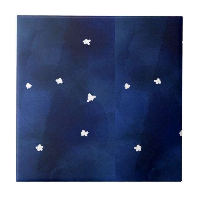 Midnight Blue starry sky Ceramic Tile (Front)