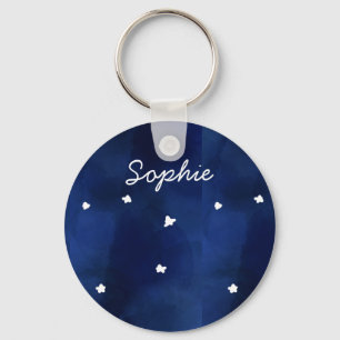 Midnight Blue starry sky Key Ring
