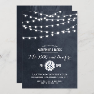 Midnight Blue String Lights I Do BBQ Invitation