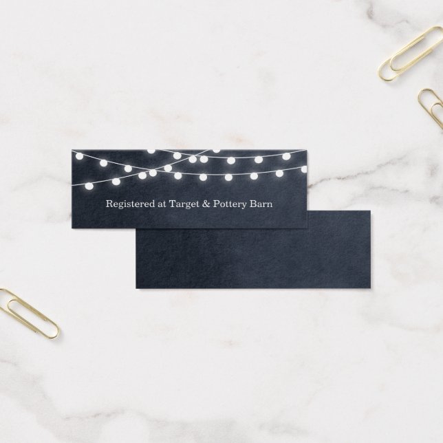 Midnight Blue String Lights Wedding Insert Card (Office)