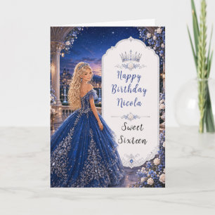 Midnight Blue Sweet 16 Princess Garden Card