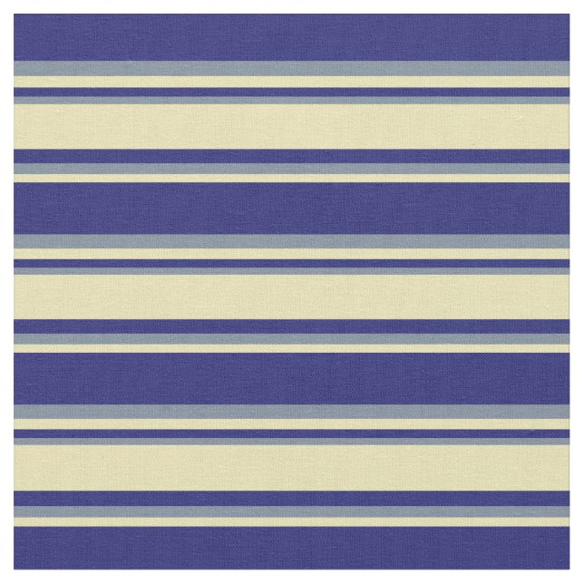 Midnight Blue, Tan & Light Slate Grey Coloured Fabric (Close Up)