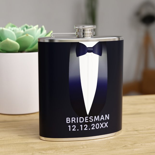 Midnight Blue Tuxedo Bridesman Wedding Flask (Creator Uploaded)
