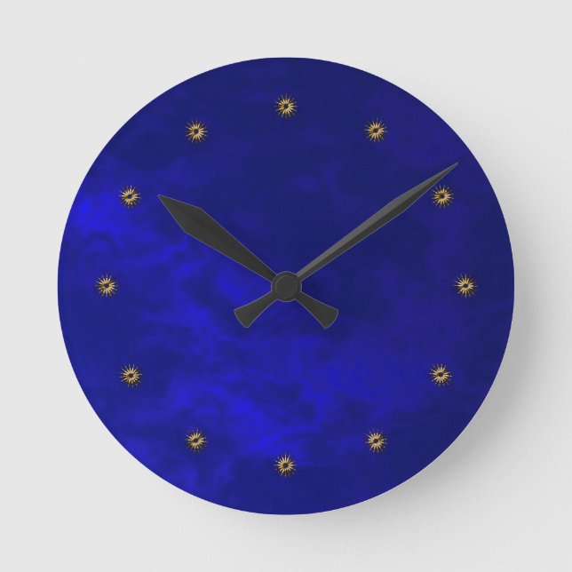 midnight blue velvet round clock (Front)