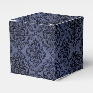 Midnight Blue Vintage Grunge Damask Favour Box