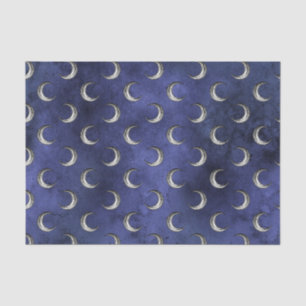 Midnight Blue Vintage Grunge Moon Pattern Tissue Paper