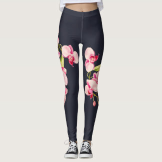 Midnight Blue vivid Pink Orchid Leggings