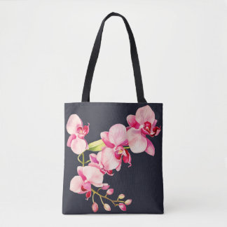 Midnight Blue vivid Pink Orchid Leggings Tote Bag