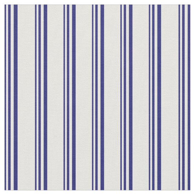 Midnight Blue & White Coloured Lines Fabric (Close Up)