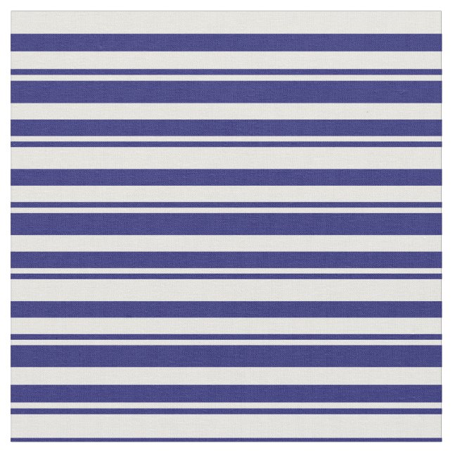 Midnight Blue & White Pattern of Stripes Fabric (Close Up)