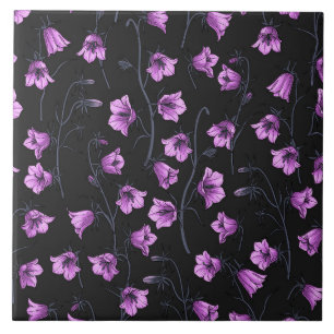 Midnight Bluebells, Harebells, Bellflowers 2 Ceramic Tile