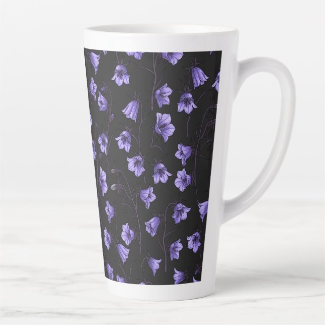 Midnight Bluebells, Harebells, Bellflowers Latte Mug (Right)
