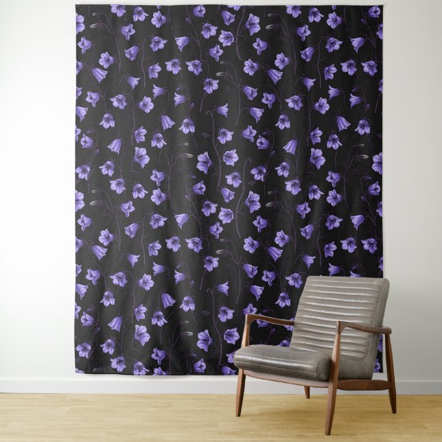 Midnight Bluebells, Harebells, Bellflowers Tapestry (In Situ)