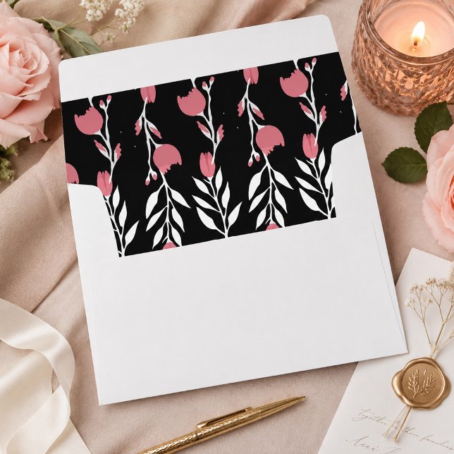 Midnight Blush Floral Wedding  Envelope (Creator Uploaded)
