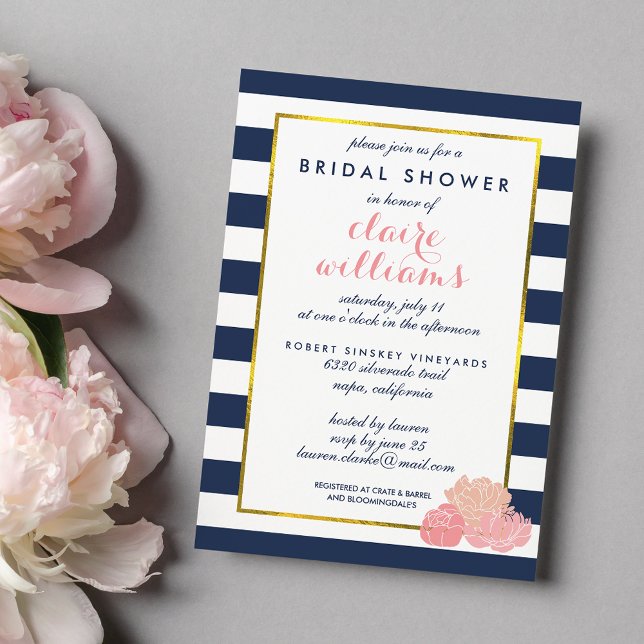 Midnight Blush Peony Bridal Shower Invitation (Creator Uploaded)