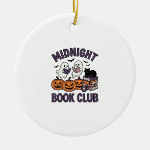 Midnight Book Club Halloween Reading Design_1 Ceramic Ornament