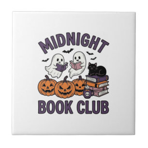 Midnight Book Club Halloween Reading Design_1 Ceramic Tile