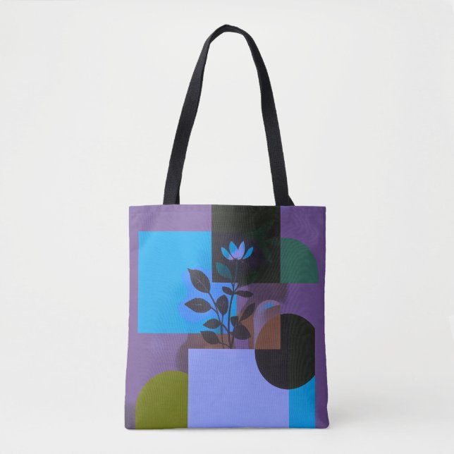 Midnight Botanical Contrast Tote Bag (Front)