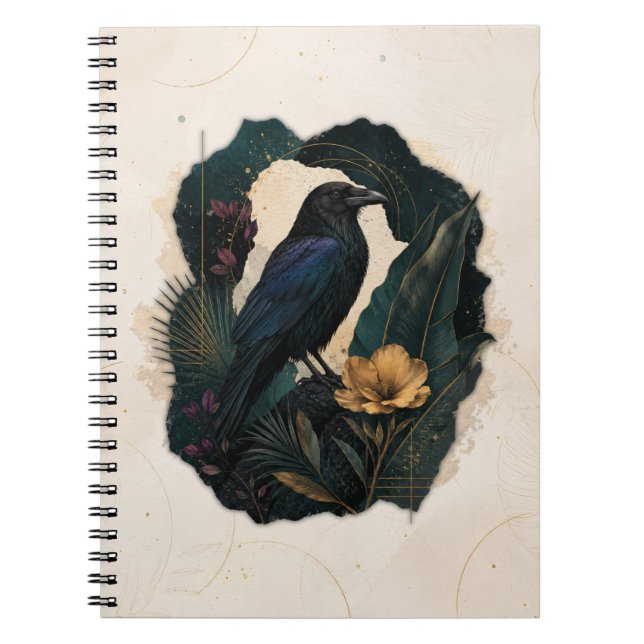 Midnight Botanical Raven Notebook (Front)