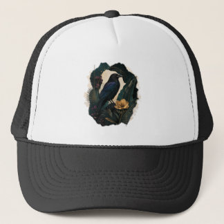 Midnight Botanical Raven Trucker Hat