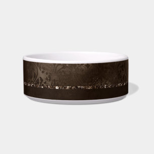 Midnight Bronze Romance Satiny Grunge Damask Bowl