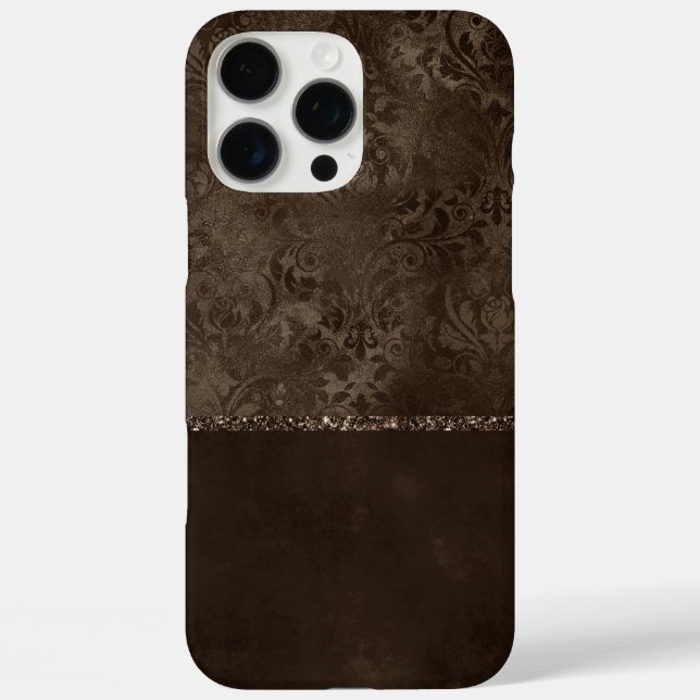 Midnight Bronze Romance | Satiny Grunge Damask Case-Mate iPhone Case (Back)