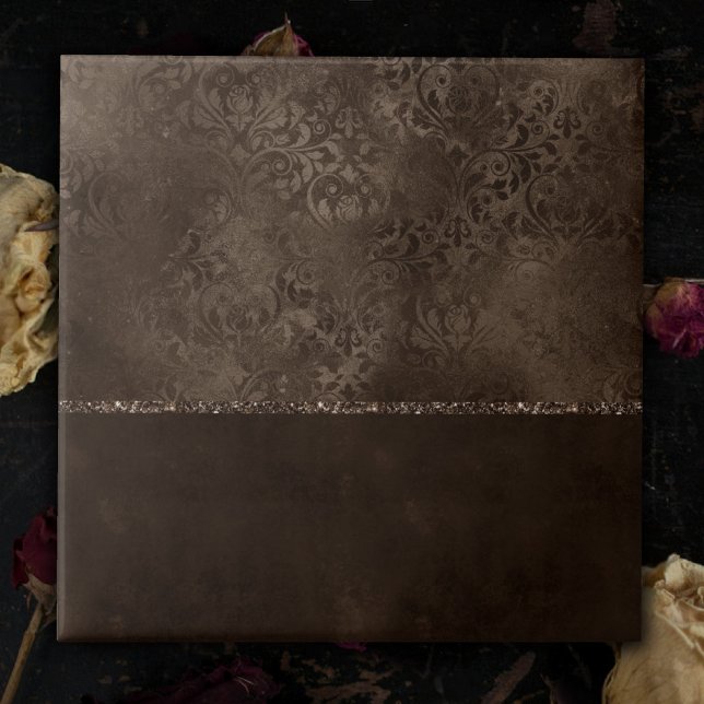 Midnight Bronze Romance | Satiny Grunge Damask Ceramic Tile (Creator Uploaded)