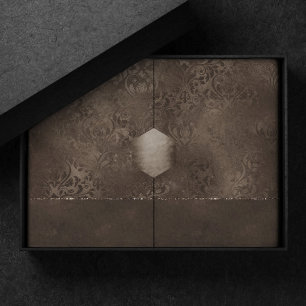 Midnight Bronze Romance   Satiny Grunge Damask Tissue Paper