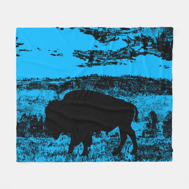 Midnight Buffalo  -  Plains Bison Throw Blanket (Front (Horizontal))