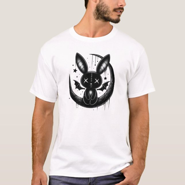 Midnight Bunny – Gothic Cute Creature Design T-Shirt (Front)
