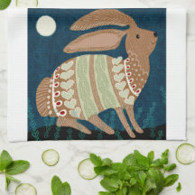 Midnight Bunny Kitchen Tea Towel