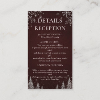 Midnight Burgundy Snowy Forest Elegance Enclosure Card