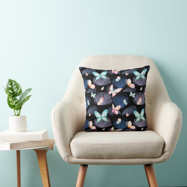 Midnight Butterflies in Flight Cushion (Chair)