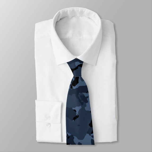 Midnight Camouflage Necktie (Tied)