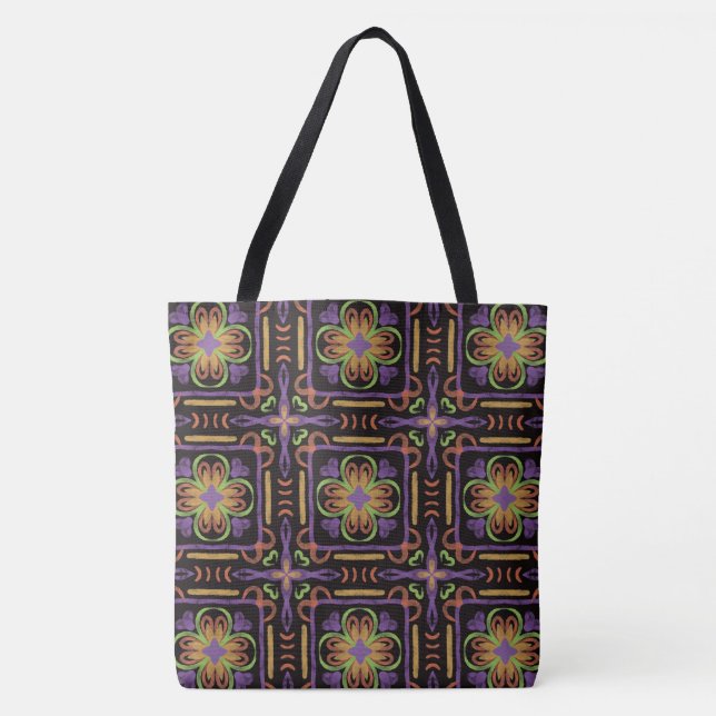 Midnight Carnival Folk Tote Bag (Front)