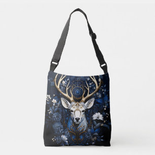 Midnight Celestial Floral Gothic Deer Crossbody Bag