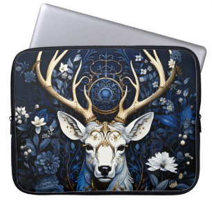 Midnight Celestial Floral Gothic Deer Laptop Sleeve
