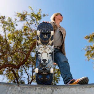 Midnight Celestial Floral Gothic Deer Skateboard