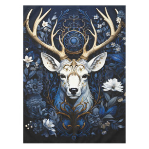 Midnight Celestial Floral Gothic Deer  Tablecloth