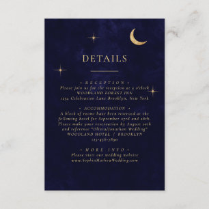 Midnight Celestial Gold Moon Stars Wedding Details Enclosure Card
