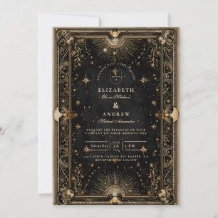 Midnight Celestial Luxe Wedding Invitation