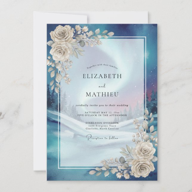 Midnight Celestial Rose Wedding Invitation (Front)