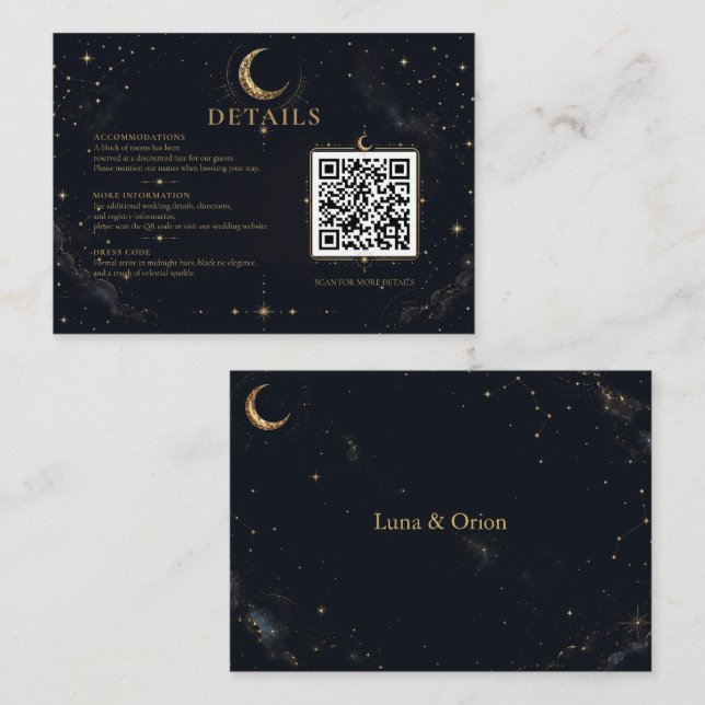 Midnight Celestial Wedding Enclosure Card (Front/Back)