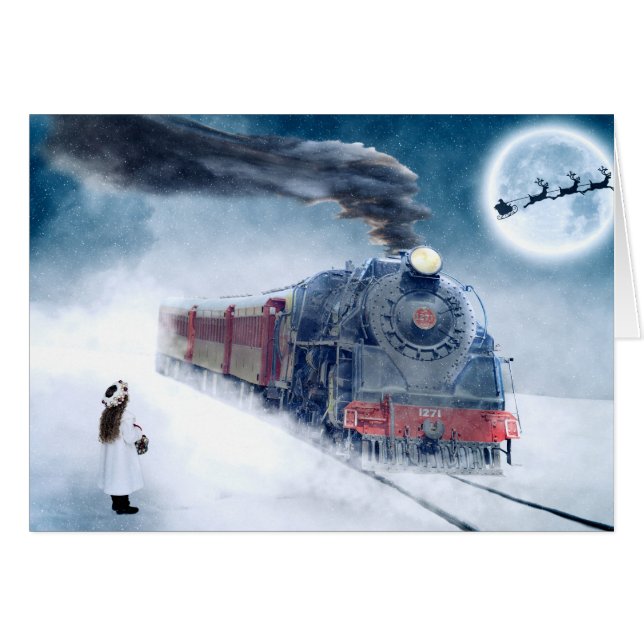 Midnight Christmas Train with Girl and Santa (Front Horizontal)