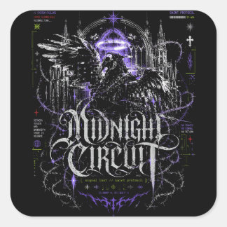 Midnight Circuit Gothic Cyberpunk Graphic Square Sticker