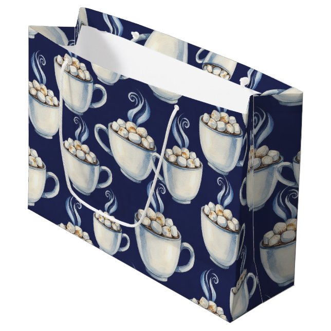 Midnight Cocoa – Cosy Winter Large Gift Bag (Front Angled)