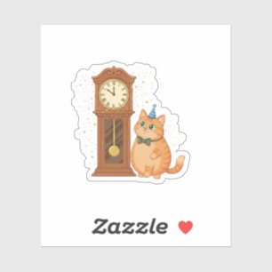 Midnight Countdown Clock Cat Golden Sparkles